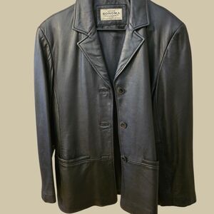 Sonoma  Black Leather Blazer..NWOT